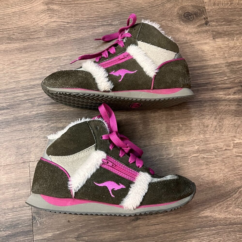 Kangaroos 'Roocicles' Leather Suede Pink High Top  Shearling Lined Snow Sneakers - Picture 6 of 11